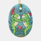 Décoration En Céramique KISSING FROGS, DRAGONFLY MISTLETOE ORNAMENT Oval (Dos)