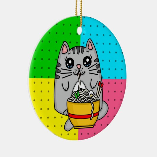 Décoration En Céramique Kitty Chat manger Ramen nouilles (Droite)