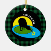 Décoration En Céramique Kiwi Bird & New Zealand Green Buffalo Plaid Rustic (Devant)