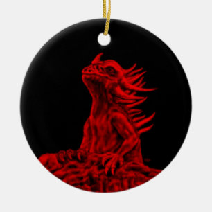 Décoration En Céramique Kleine Rote Drache