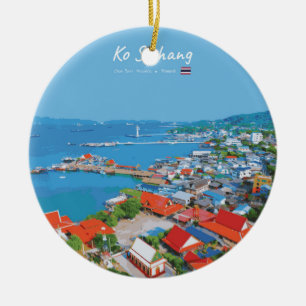 Décoration En Céramique Ko Sichang, Thaïlande - Vue animée du port