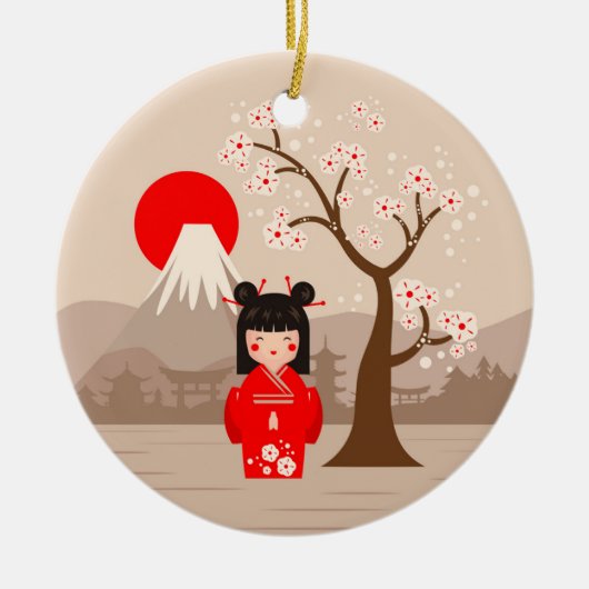 Décoration En Céramique Kokeshi - Poupée japonaise (Devant)