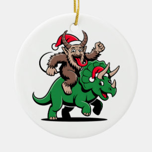 Décoration En Céramique Krampus chevauchant un dinosaure Santa Noël Evil