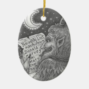 Décoration En Céramique KRAMPUS NAUGHTLIST, NOËL GOTH ORNAMENT Oval