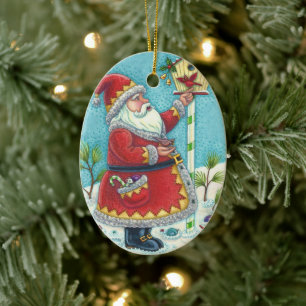 Décoration En Céramique KRIS KRINGLE RED BIRDS, NOËL PÈRE NOËL Date 2019