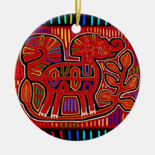 Décoration En Céramique Kuna Indian Baby Elephant - Mola Folk Art