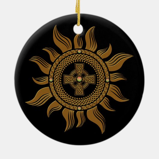 Décoration En Céramique La croix céleste dorée. (Dos)