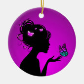 Décoration En Céramique La femme papillons violets (Devant)