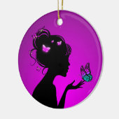 Décoration En Céramique La femme papillons violets (Gauche)
