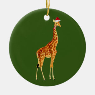 Décoration En Céramique La Girafe De Noël Casquette