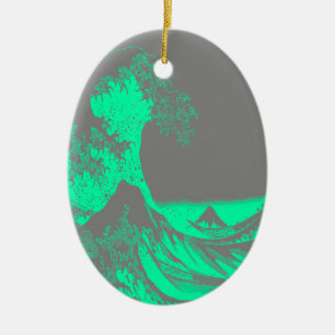 Décoration En Céramique La Grande Vague Marine Vert & Gris