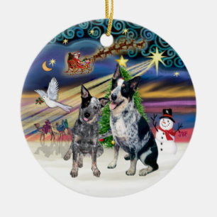 Décoration En Céramique La magie de Noël - Deux chiens de bétail australie