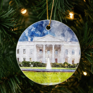 Décoration En Céramique La Maison Blanche à Washington DC Aquarelle