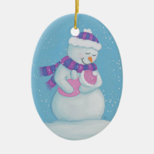 Décoration En Céramique La maman des neiges et la petite fille des neiges