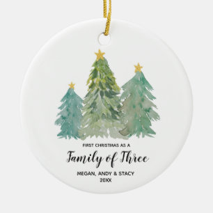 Décoration En Céramique La verdure Premier Noël en famille de trois