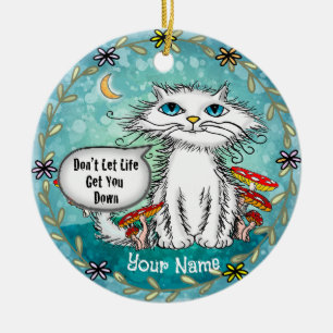 Décoration En Céramique La vie égratigne le chat