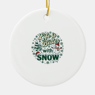 Décoration En Céramique La vie est meilleure neige Noël bonhomme de neige
