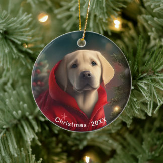 Décoration En Céramique Labrador Christmas Date or Add Pet Photo