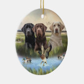 Décoration En Céramique Labrador Retrievers, (Chasse aux chiens) (Droite)