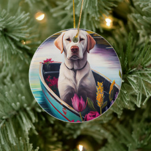 Décoration En Céramique Labrador sur une rame : une aventure Pittoresque