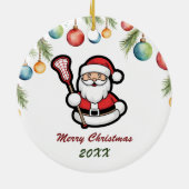 Décoration En Céramique Lacrosse Joyeux Noël Cute Père Noël Personnalisé (Dos)