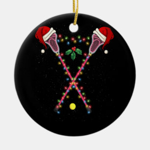 Décoration En Céramique Lacrosse Santa Hat Noël Lumières Sport