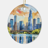 Décoration En Céramique Lady Bird Lake Austin Texas Aquarelle (Gauche)