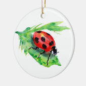 Décoration En Céramique Ladybug sur une feuille verte (Gauche)