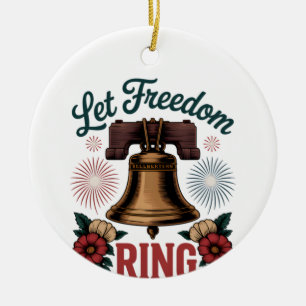 Décoration En Céramique Laisser la liberté sonner Bell Patriotique