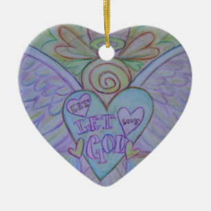 Décoration En Céramique Laisser l'amour, Laisser Dieu Angel Art Cadeau Orn