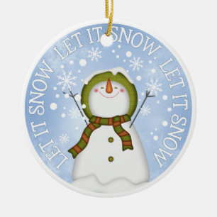 Décoration En Céramique Laisser neiger Snowman double côté