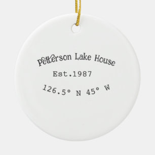 Décoration En Céramique Lake house et. Date année coordonnées personnalisé