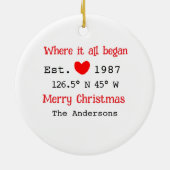 Décoration En Céramique Lake house et. Date année coordonnées personnalisé (Dos)