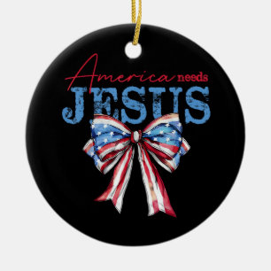Décoration En Céramique L'Amérique a besoin de Jésus Christian Drapeau USA