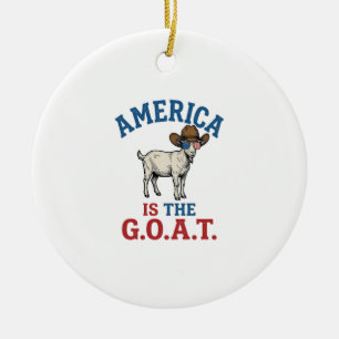 Décoration En Céramique L'Amérique est le G.O.A.T T-shirt de cow-boy patri