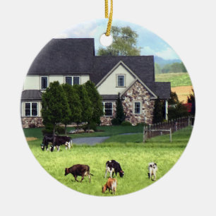 Décoration En Céramique Lancaster PA - Ferme familiale avec vaches en pâtu