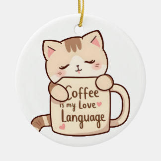 Décoration En Céramique Langage d'amour Café Chat Mignon