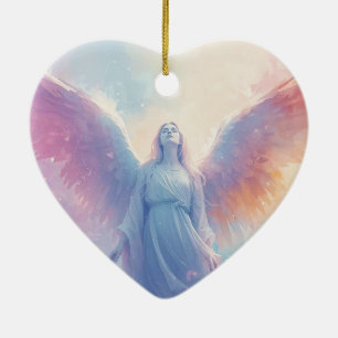 Décoration En Céramique L'ange pastel sur l'arbre de la Saint-Valentin rom