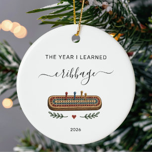 Décoration En Céramique L'année où j'ai appris Cribbage Noël personnalisé
