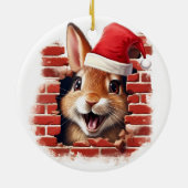 Décoration En Céramique Lapin bébé à Santa Hat - 3D (Dos)