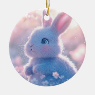 Décoration En Céramique Lapin bébé adorable dans un champ de fleurs