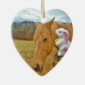 Décoration En Céramique Lapin blanc et cheval jaune blond (Droite)