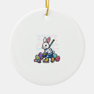 Décoration En Céramique Lapin de Pâques Joueur de Hockey sur Glace Œufs Ga