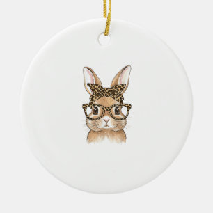 Décoration En Céramique Lapin de Pâques Lunettes Léopard Bandana Femmes La