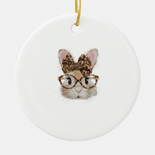 Décoration En Céramique Lapin de Pâques mignon visage léopard coquette lun