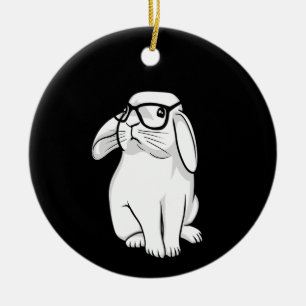 Décoration En Céramique Lapin Hipster Lapin Drôle Avec Lunettes Mignon Ani