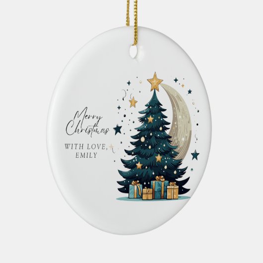 Décoration En Céramique L'Arbre De Noël Étoiles La Lune (Droite)