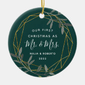 Décoration En Céramique Laurel Leaf premier mariage Noël (Devant)