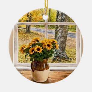 Décoration En Céramique L'automne vu à travers une fenêtre