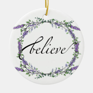 Décoration En Céramique Lavande et Eucalyptus aquarelle florale Croire